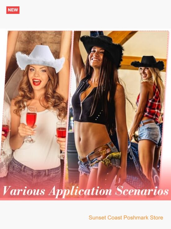 12 Pcs Women Cowboy Hats Bachelorette Wedding Party Costume Accessories main image 5